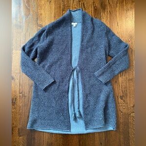 J.Jill wool blend open-front cardigan M tie front beaded cozy layering piece